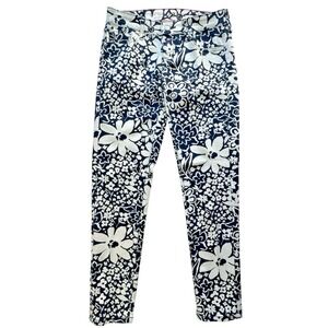Kate Spade Broome Street Floral Print Jeans Navy Blue White Womens 24 Denim USA